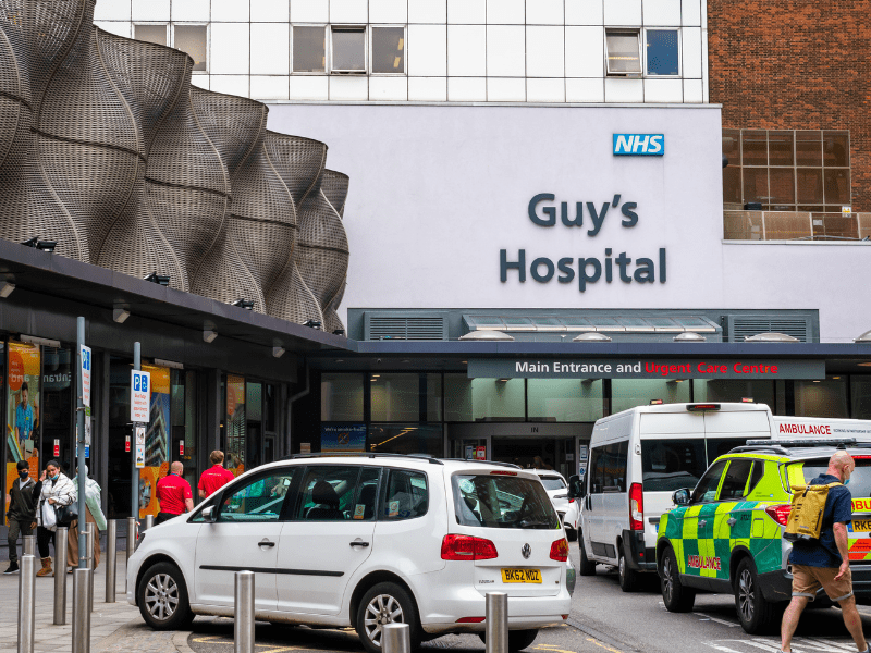 The main entrance of Guy's Hospital of Guy's and St Thomas' NHS Foundation Trust